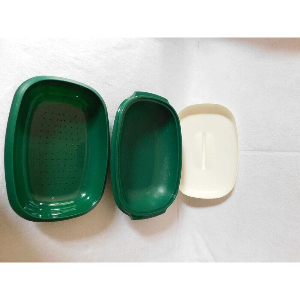 Tupperware 3 Piece Steamer - Green & White